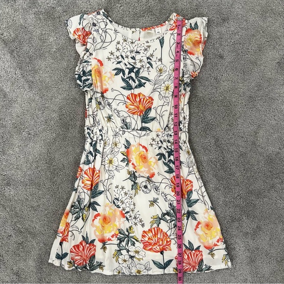 GAP Girls Sz L Off White Floral Flutter Sleeve Summer Dress - Picture 10 of 12